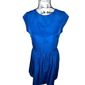 Womens Mossimo Cap Sleeve‎ Royal Blue Pleated Waist Dress- Size M